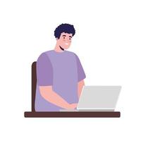 male user laptop vector