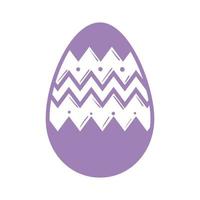 happy easter season lilac color egg painted line style icon vector