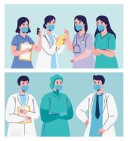seven doctors staff vector