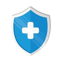 blue color shield with medical cross icon vector