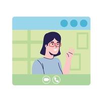 woman in teleconference vector