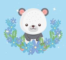 cute  lovely ,  bear panda with flowers vector