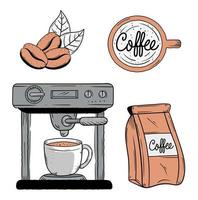 doodle de iconos de café vector