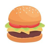 hamburguesa, comida rápida, delicioso, icono vector