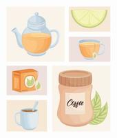 morning drinks icons vector