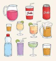 eleven drinks icons vector