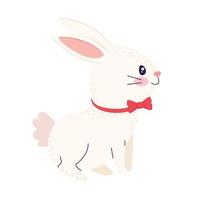 happy easter season card with rabbit wearing bowtie character vector