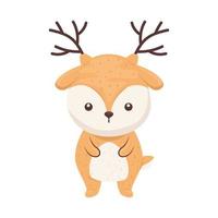 cute  lovely ,  reindeer animal character vector