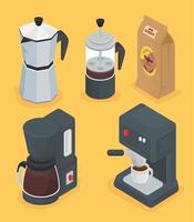 bundle of five coffee drinks set icons vector