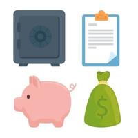 bundle of four savings money economy icons vector