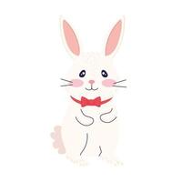tarjeta de feliz temporada de pascua con lindo conejo con pajarita vector