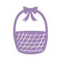 easter straw basket with ribbon bow silhouette vector