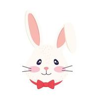 cutle little rabbit with bowtie head easter character vector