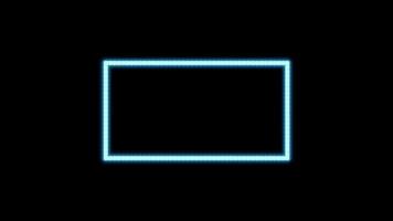 Blue Incandescent light bulb box frame rectangle shape blink on black background. Animation with Alpha transparent background for easy use in your video