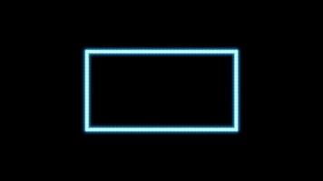 Blue Incandescent light bulb box frame rectangle shape blink on black background. Animation with Alpha transparent background for easy use in your video