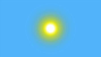 Sonnenschein-Animation mit blauem Hintergrund. Videoanimation. strahlende Sonne isoliert