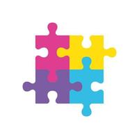 four puzzle game pieces toys icon vector