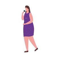 young woman singing with microphone character vector