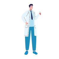 professional doctor with tube test standing character vector