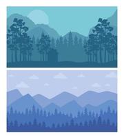 bosques y montañas paisajes abstractos escenas fondos vector