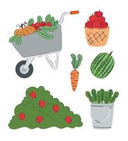 bundle of fruits and vegetables farm products vector