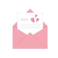 envelope pink with hearts love vector