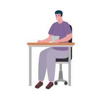 young man seated in the office avatar character vector