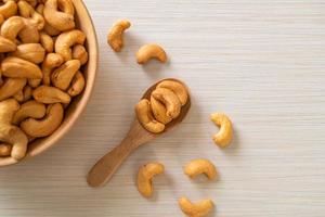 Cashew nuts in wooden bowl