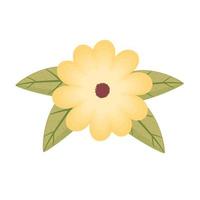 yellow flower and leafs color decoration vector