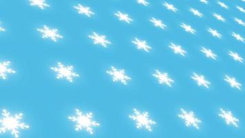 White snowflakes on blue background are changed size with perspective motion. Looping realistic animation. video