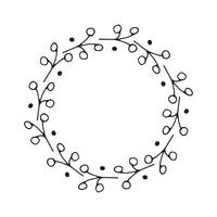 Christmas wreath Round Frames set hand drawn doodles. Vector illustration