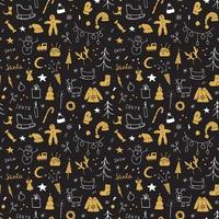 New Year and Christmas seamless pattern, hand drawn doodles Seamless Pattern. Background Vector Illustration