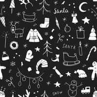 New Year and Christmas seamless pattern, hand drawn doodles Seamless Pattern. Background Vector Illustration