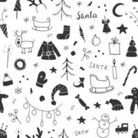 New Year and Christmas seamless pattern, hand drawn doodles Seamless Pattern. Background Vector Illustration