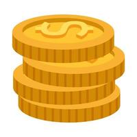 pile coins cash money dollars icon vector