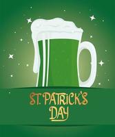 happy saint patricks day lettering with beer green vector