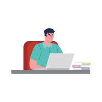 software developer programming in laptop office scene vector