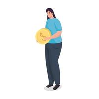 Save money of woman holding coin vector design