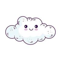 diseño de vector de dibujos animados de nube kawaii