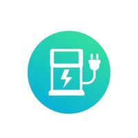 electric car charging station icon vector