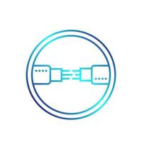 optic fiber cables vector linear logo, icon