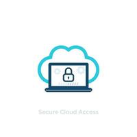 icono de vector de acceso seguro a la nube