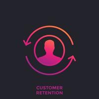 customer retention, returning client icon vector