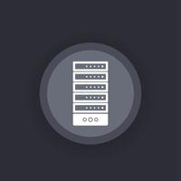 Server rack, datacenter icon vector