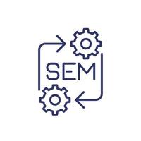 SME icon with gears and arrows, line vector