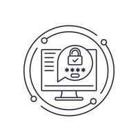 password protection, safe access line icon vector