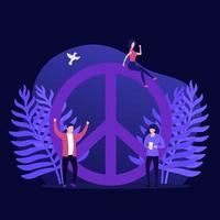 peace sign and people, vector art