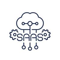 Saas icon, Software as a service line icon with a cloud vector