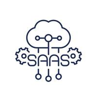 icono de saas, icono de línea de software como servicio con una nube vector