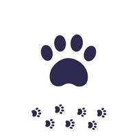 paw footprint vector icon on white
